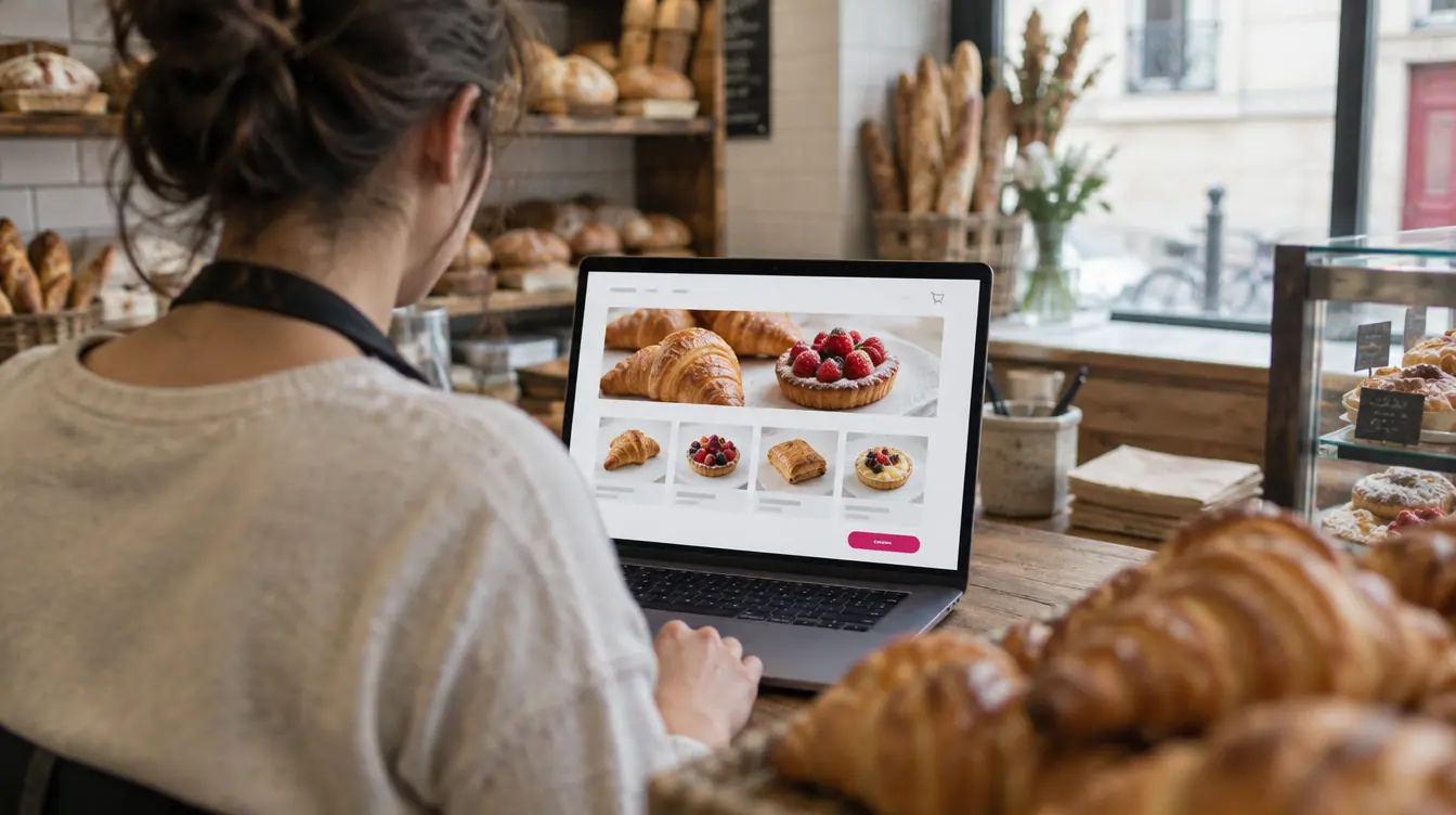 Une boulangère découvre son site sur l'ordinateur du comptoir